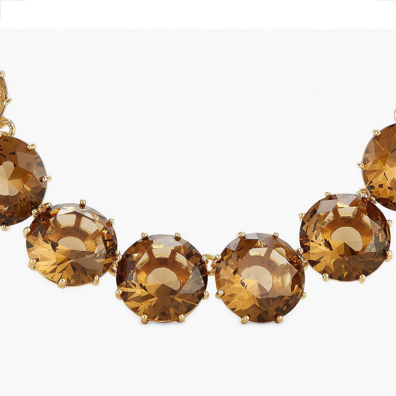 Golden Brown Diamantine Round Stones Long Necklace | APLD3511 - Les Nereides