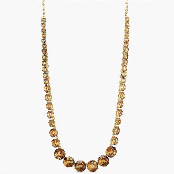 Golden Brown Diamantine Round Stones Long Necklace | APLD3511 - Les Nereides