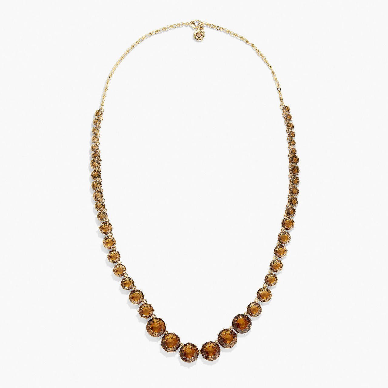 Golden Brown Diamantine Round Stones Long Necklace | APLD3511 - Les Nereides
