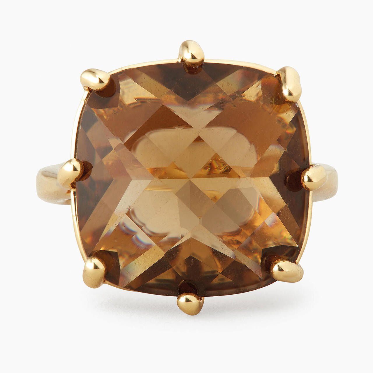 Golden Brown Diamantine Square Solitaire Ring | APLD6021 - Les Nereides