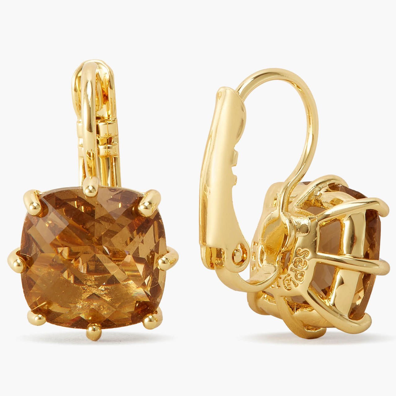 Golden Brown Diamantine Square Stone Earrings | APLD1011 - Les Nereides
