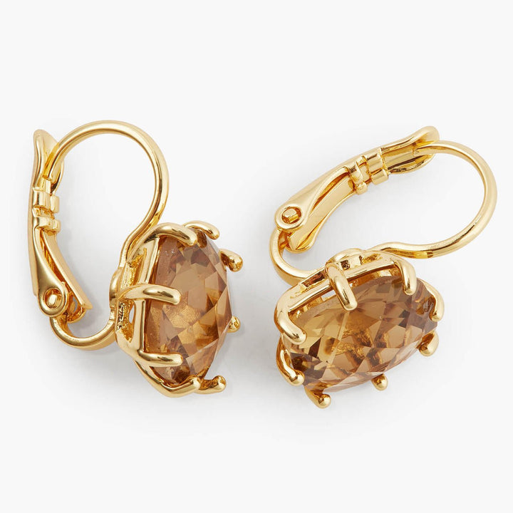 Golden Brown Diamantine Square Stone Earrings | APLD1011 - Les Nereides