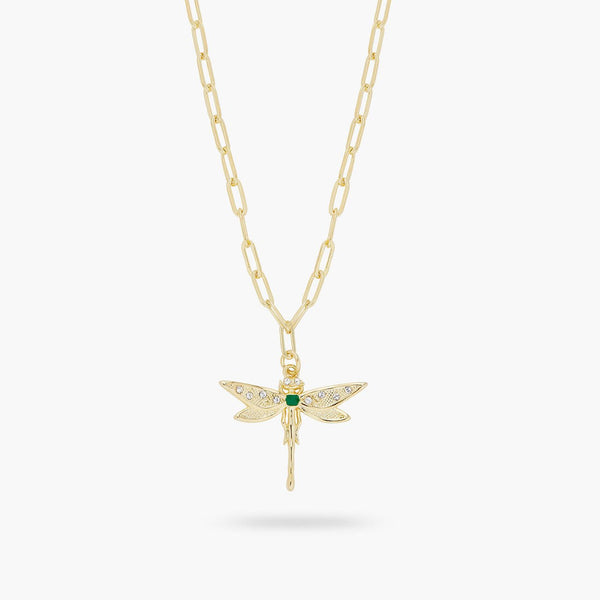 Golden Dragonfly And Rectangle Link Chain Necklace | ARAM3041 - Les Nereides