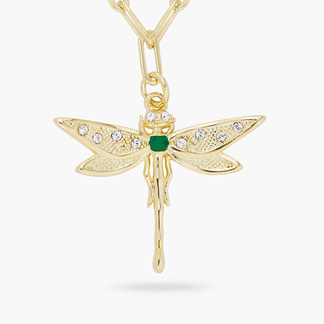 Golden Dragonfly And Rectangle Link Chain Necklace | ARAM3041 - Les Nereides