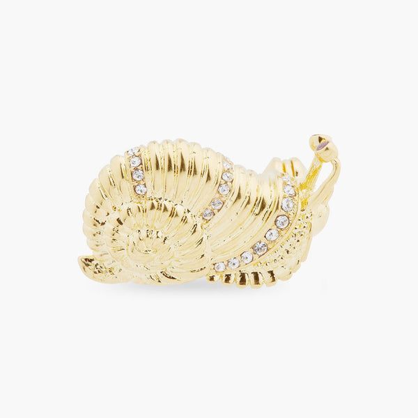 Golden Snail And Faceted Crystal Brooch | ARAM5011 - Les Nereides