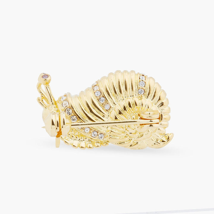 Golden Snail And Faceted Crystal Brooch | ARAM5011 - Les Nereides