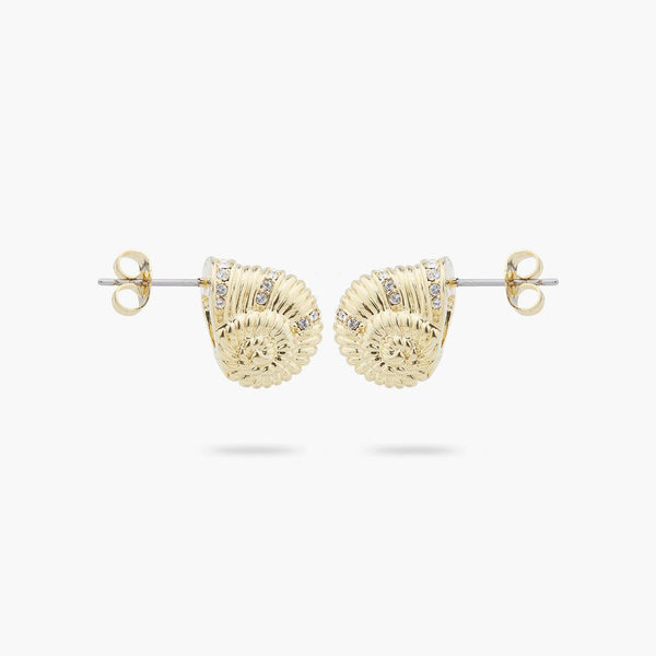 Golden Snail And Faceted Crystal Earrings | ARAM1031 - Les Nereides