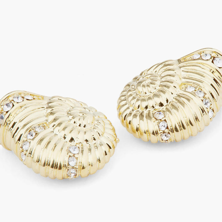 Golden Snail And Faceted Crystal Earrings | ARAM1031 - Les Nereides