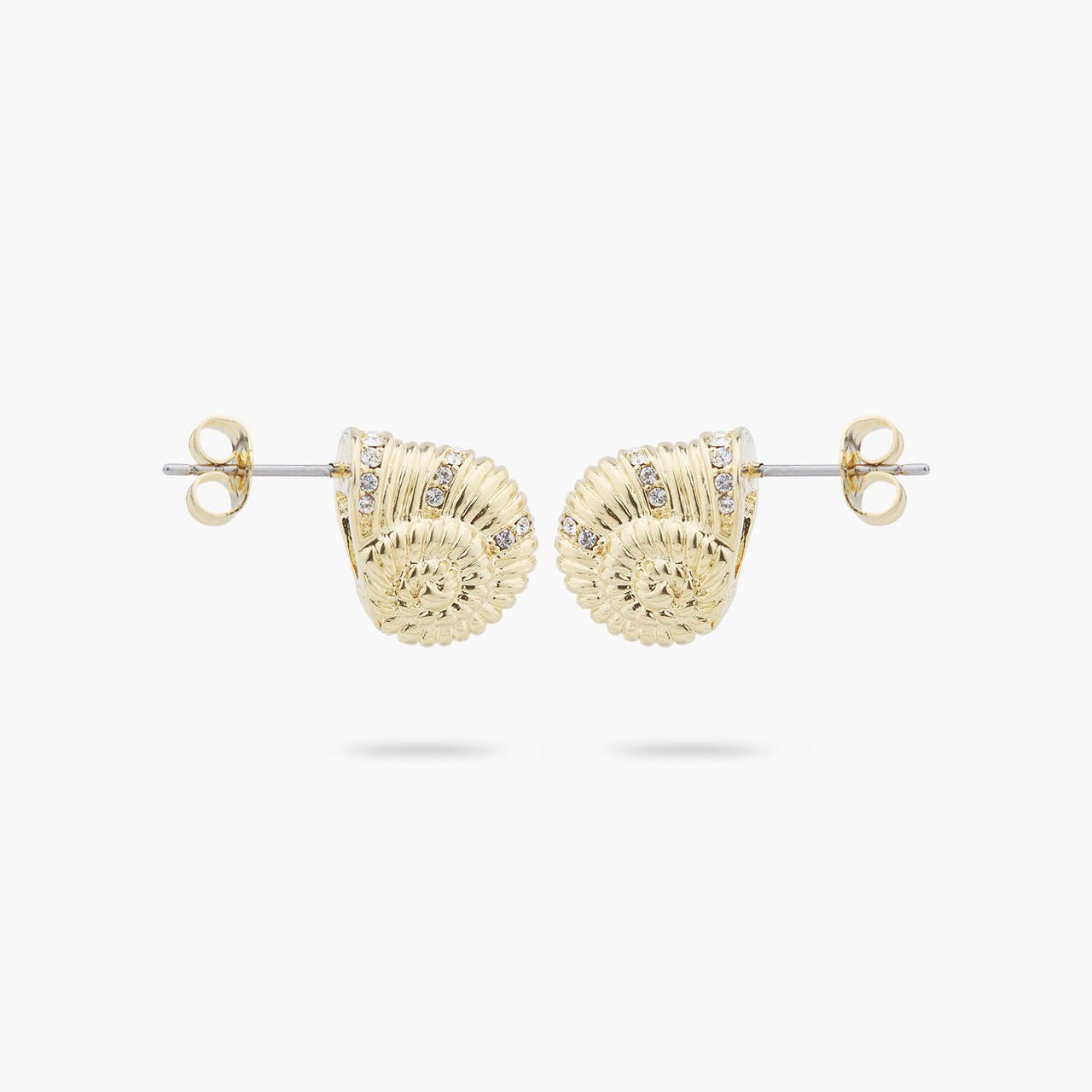 Golden Snail And Faceted Crystal Earrings | ARAM1031 - Les Nereides