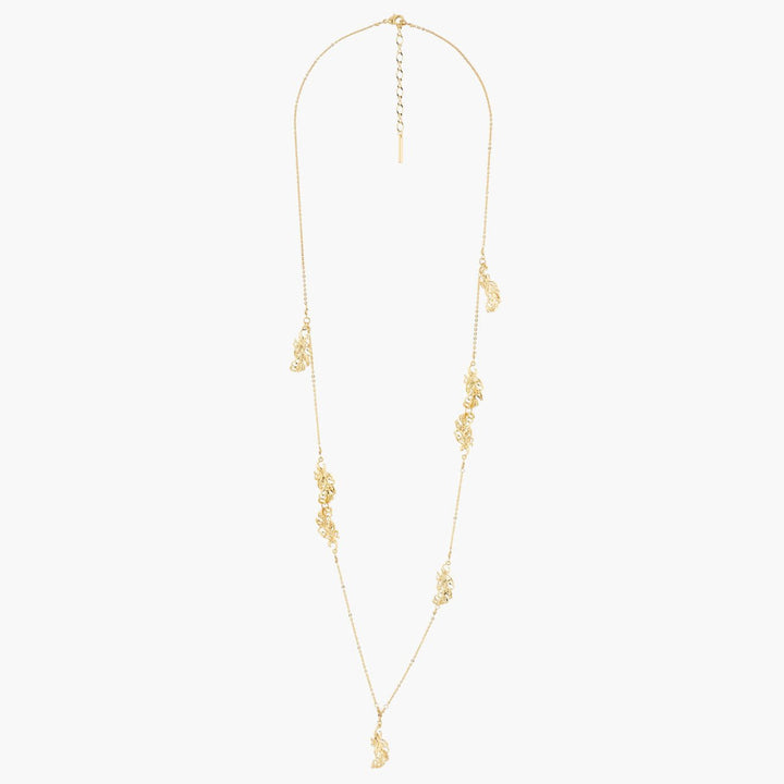 Golden Swan Feathers Long Necklace | AKCY306 - Les Nereides