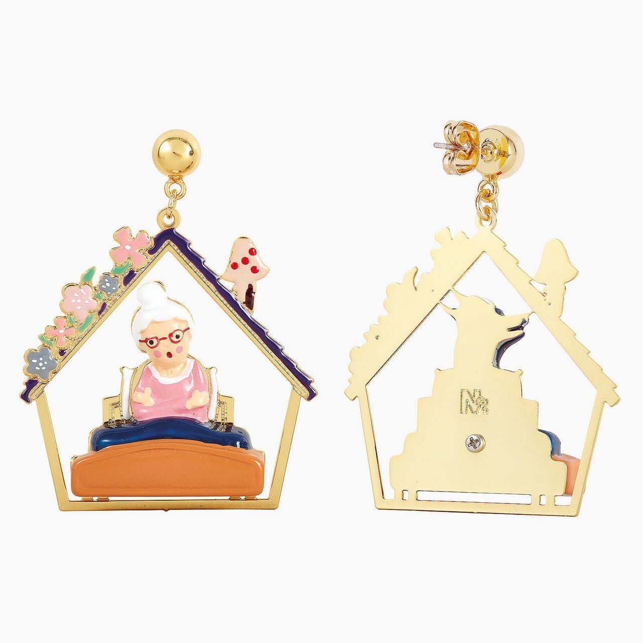 Grandmother And Big Bad Wolf Earrings | APBB1051 - Les Nereides