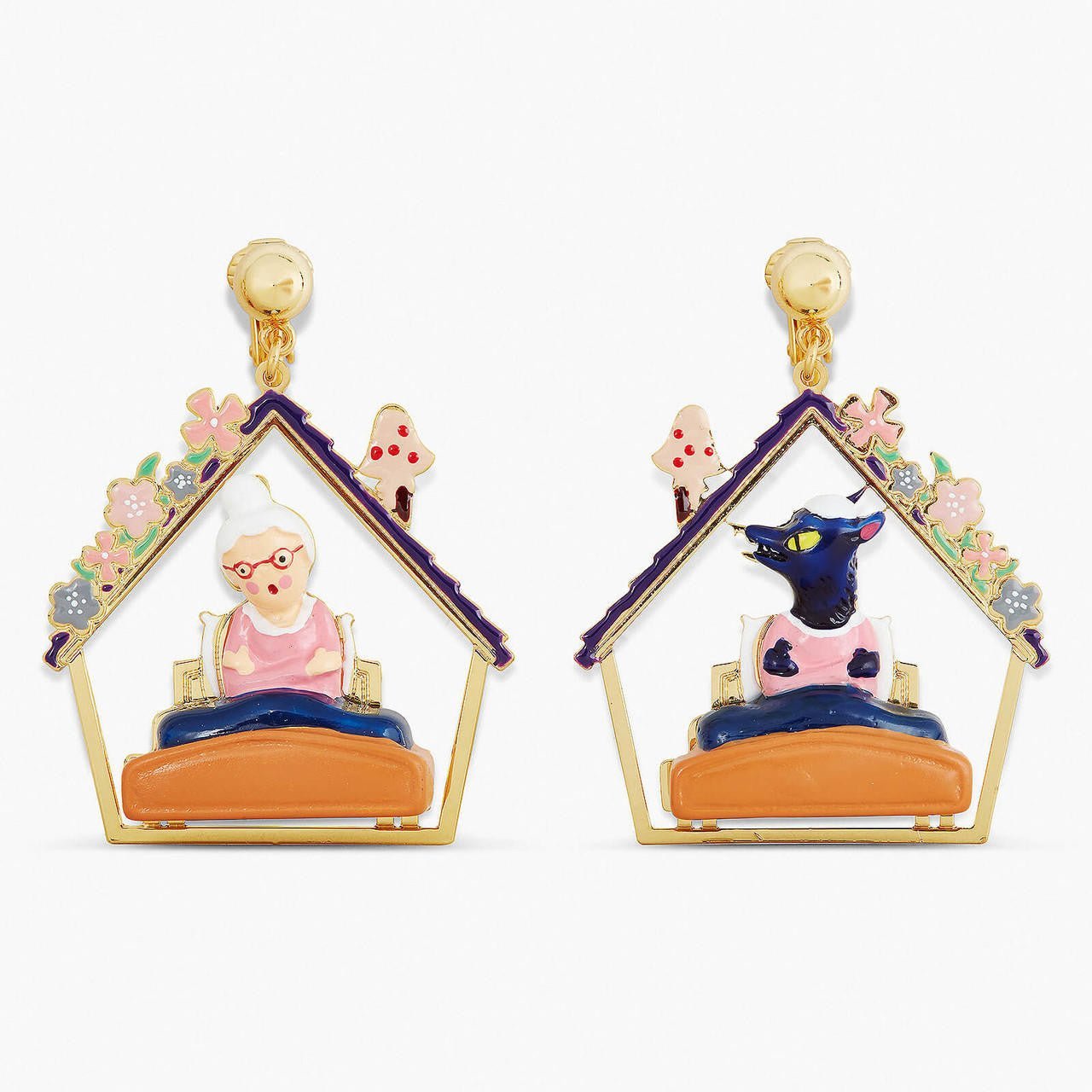 Grandmother And Big Bad Wolf Earrings | APBB1051 - Les Nereides
