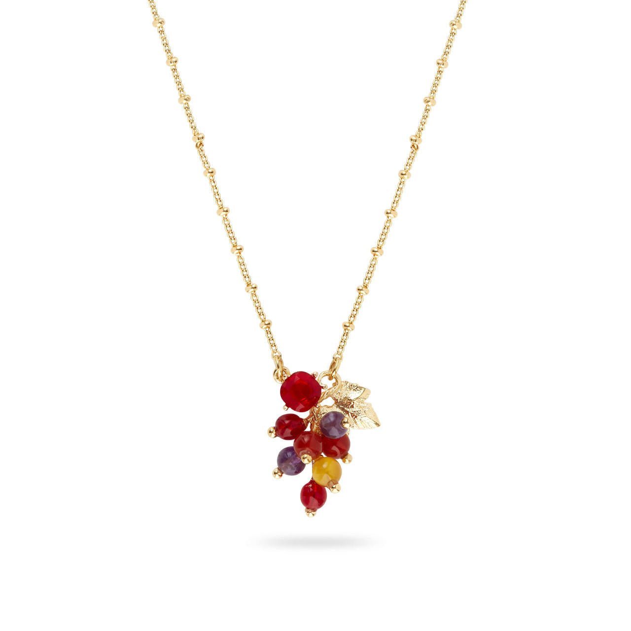 Grapes And Gold - Plated Vine Leaf Pendant Necklace | AQVT3031 - Les Nereides
