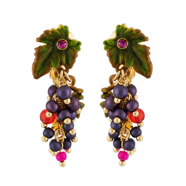 Grapes And Small Leaf Earrings | AHPO1011 - Les Nereides