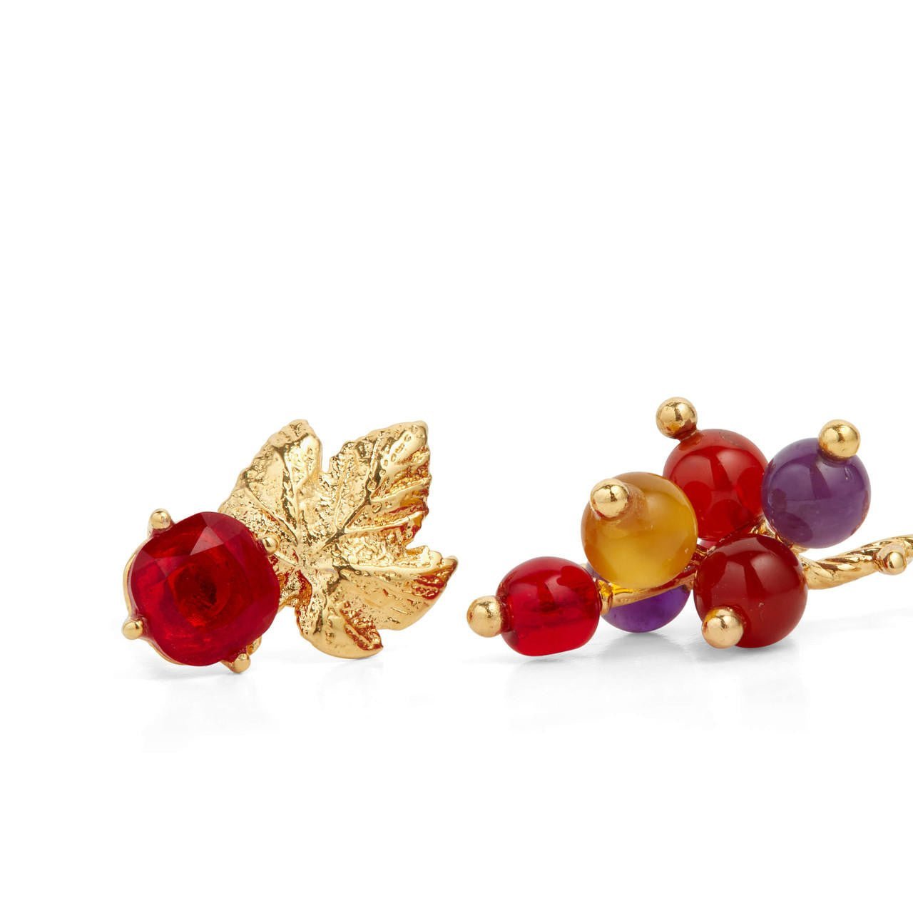 Grapes And Vine Leaf Earrings | AQVT1011 - Les Nereides