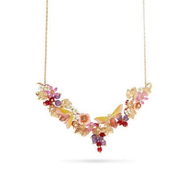 Grapes, Flowers And Butterfly Statement Necklace | AQVT3011 - Les Nereides