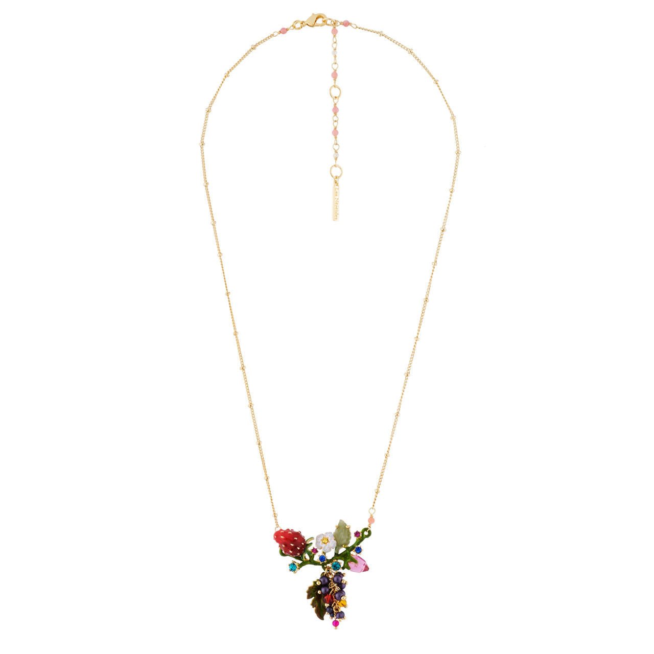 Grapes,Strawberry And Branch Full Of Leaves Necklace | AHPO3031 - Les Nereides