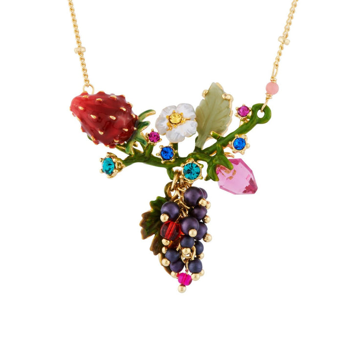 Grapes,Strawberry And Branch Full Of Leaves Necklace | AHPO3031 - Les Nereides