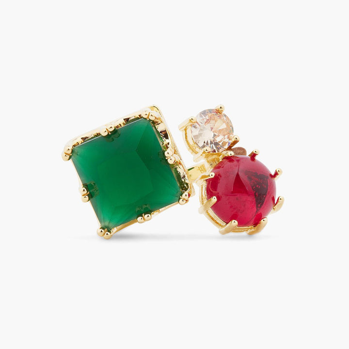 Green And Red Stones You And Me Ajustable Ring | ARCL6031 - Les Nereides