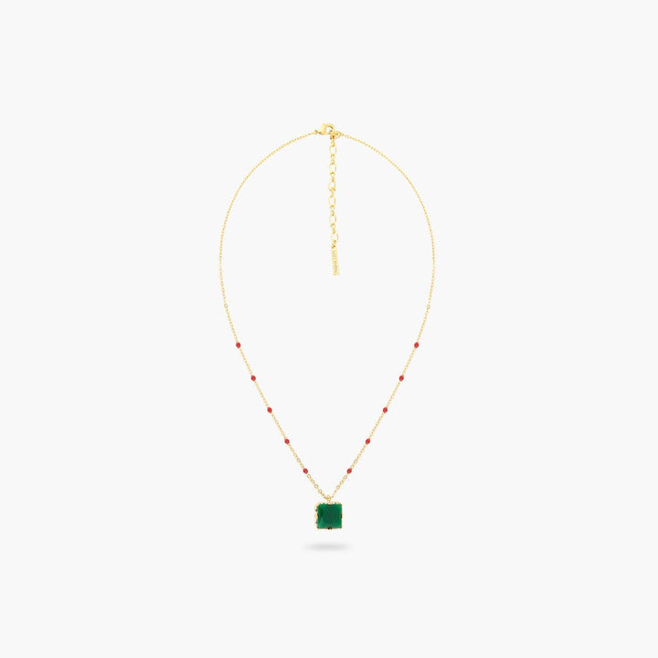 Green Square Stone Pendant Necklace | ARCL3031 - Les Nereides