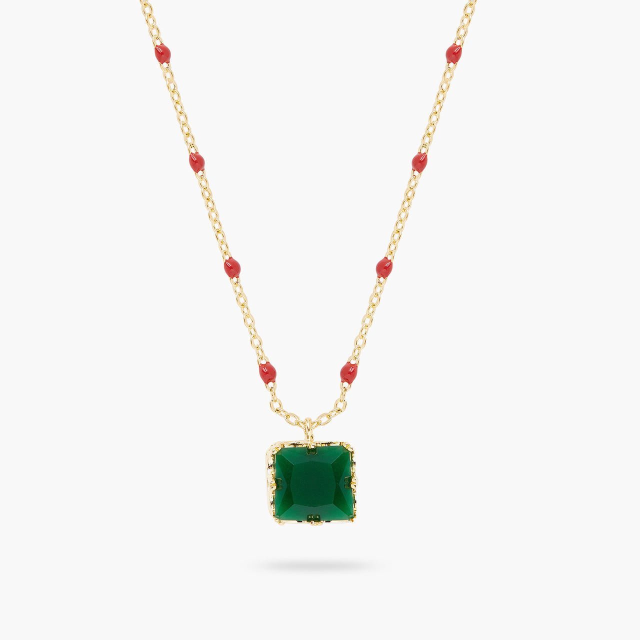 Green Square Stone Pendant Necklace | ARCL3031 - Les Nereides