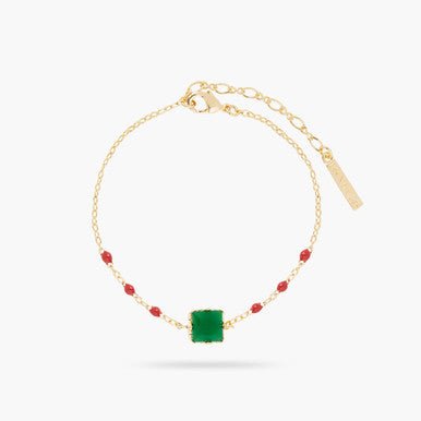 Green Square Stone Thin Bracelet | ARCL2031 - Les Nereides