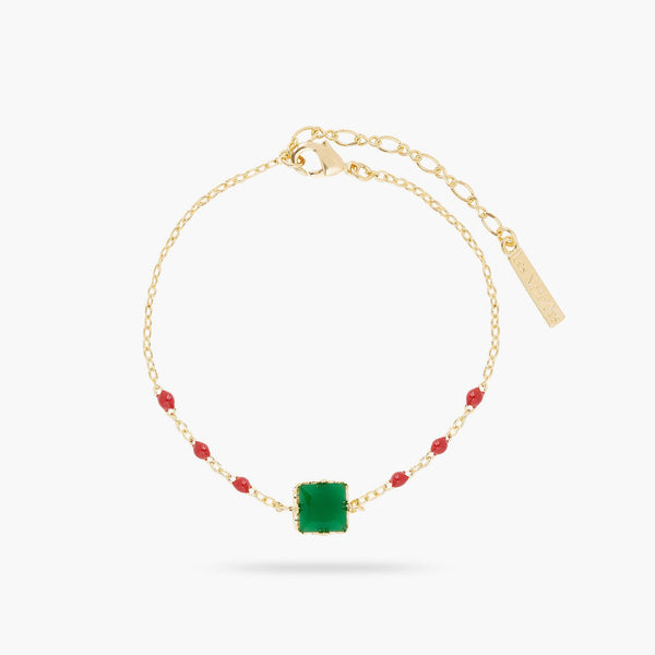 Green Square Stone Thin Bracelet | ARCL2031 - Les Nereides