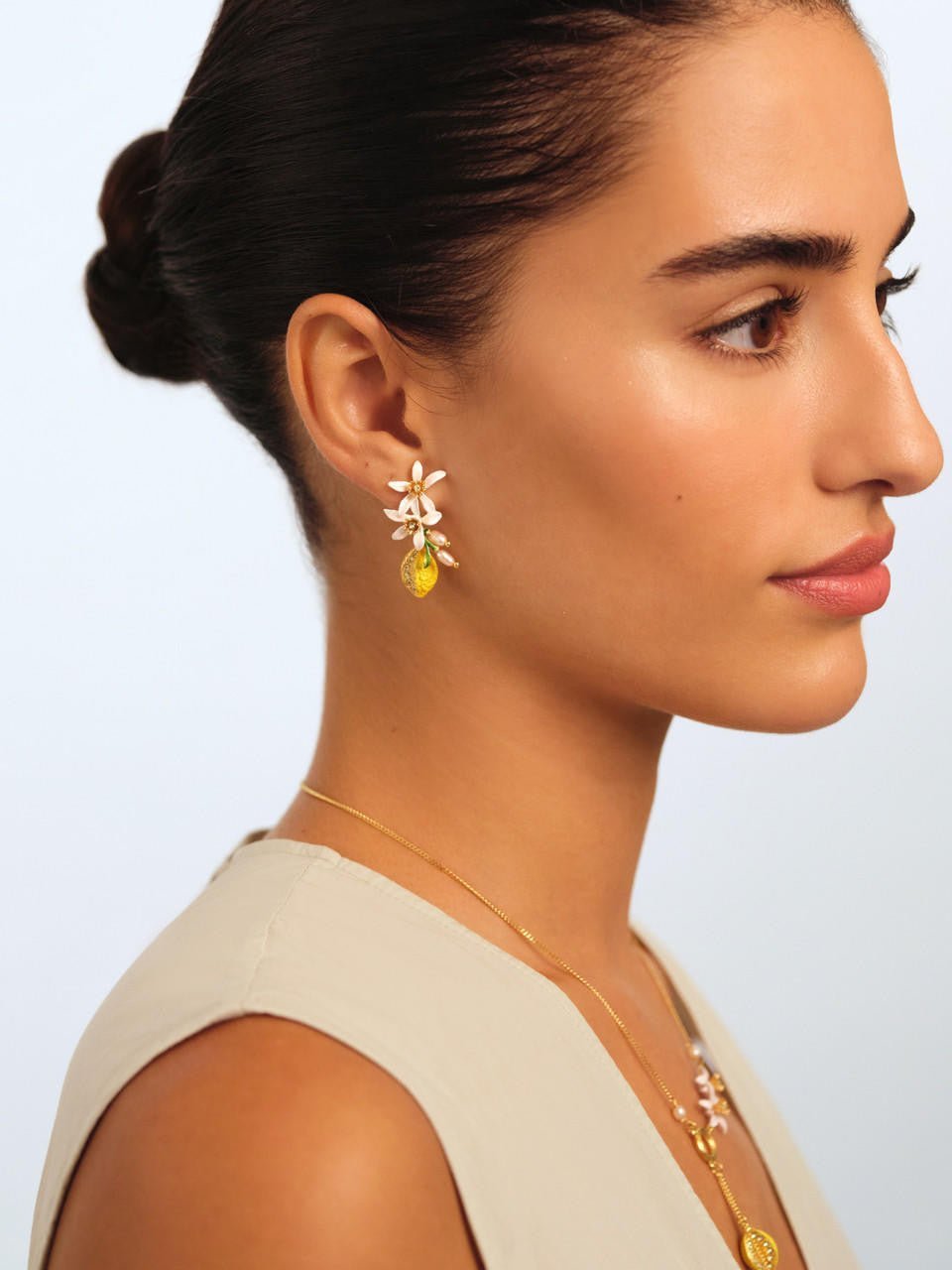 Half Lemon And Lemon Blossom Earrings | APMI1021 - Les Nereides
