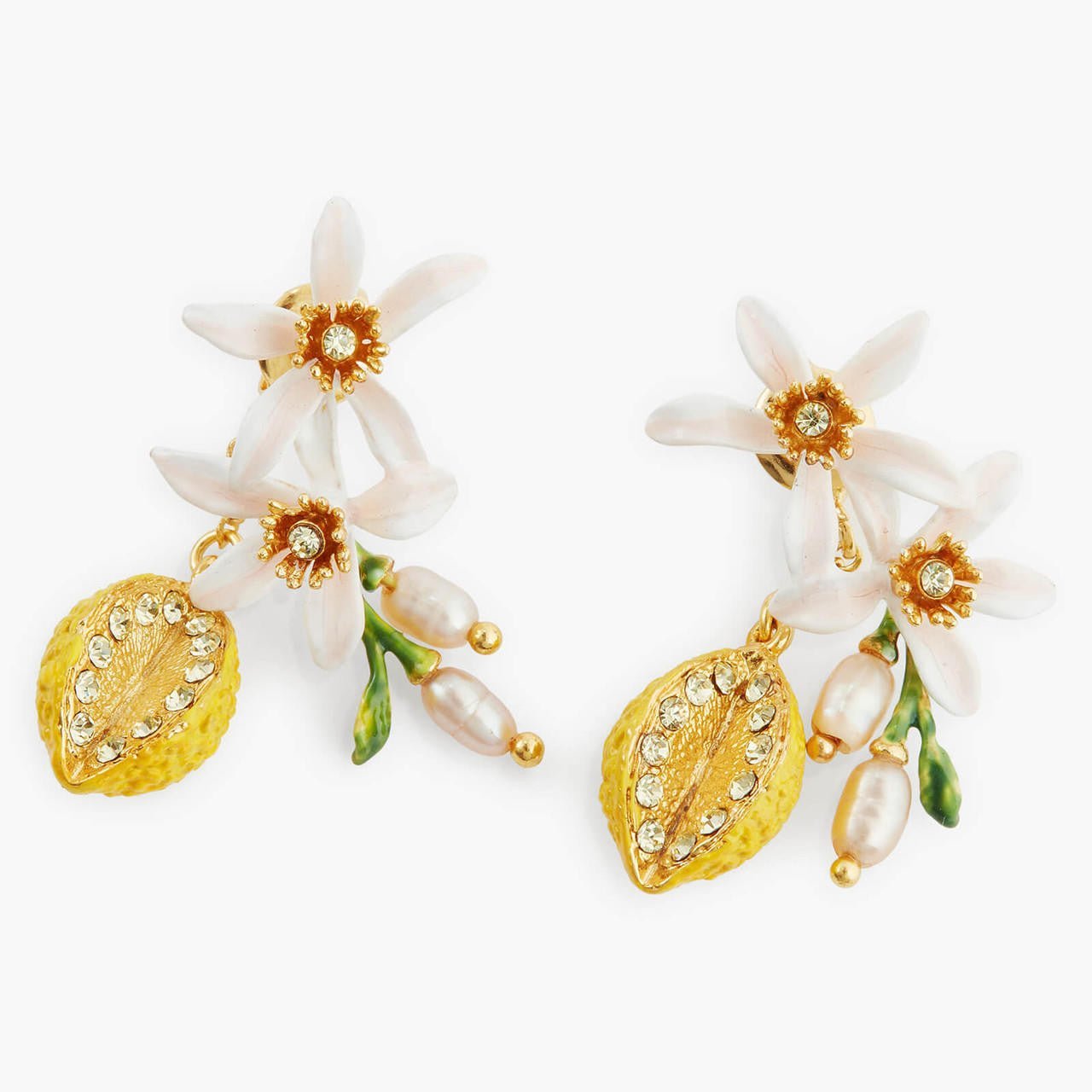 Half Lemon And Lemon Blossom Earrings | APMI1021 - Les Nereides