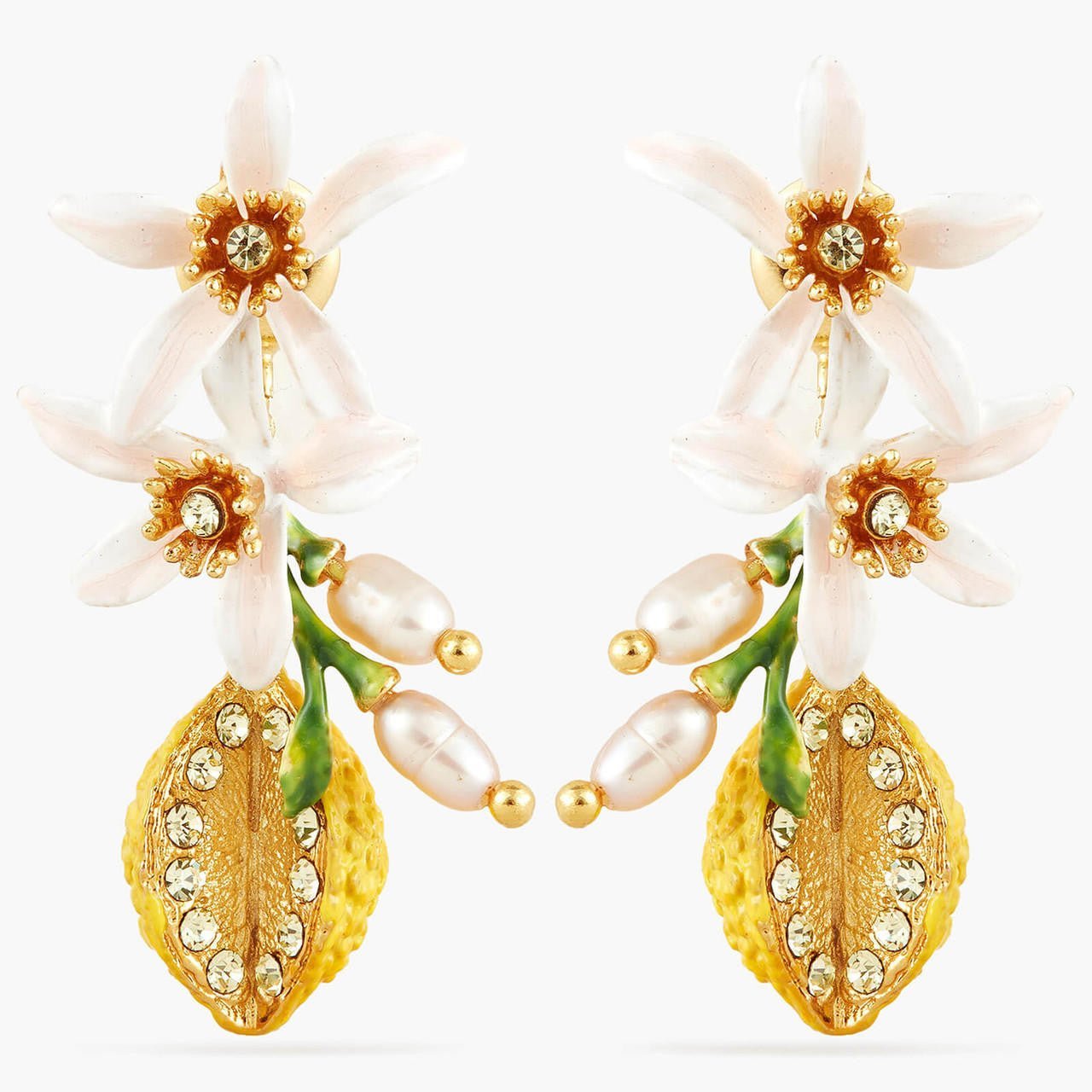 Half Lemon And Lemon Blossom Earrings | APMI1021 - Les Nereides