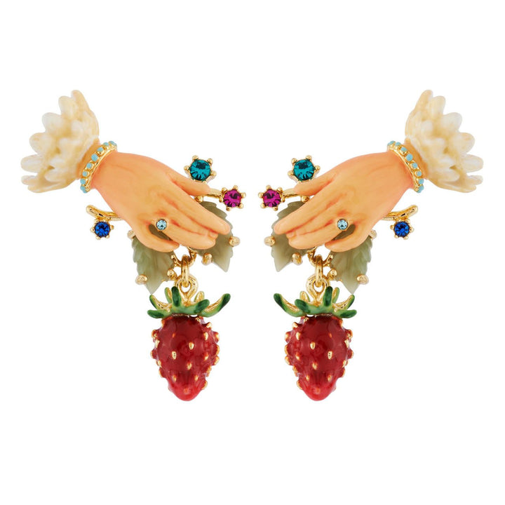 Hand And Strawberry Earrings | AHPO1031 - Les Nereides