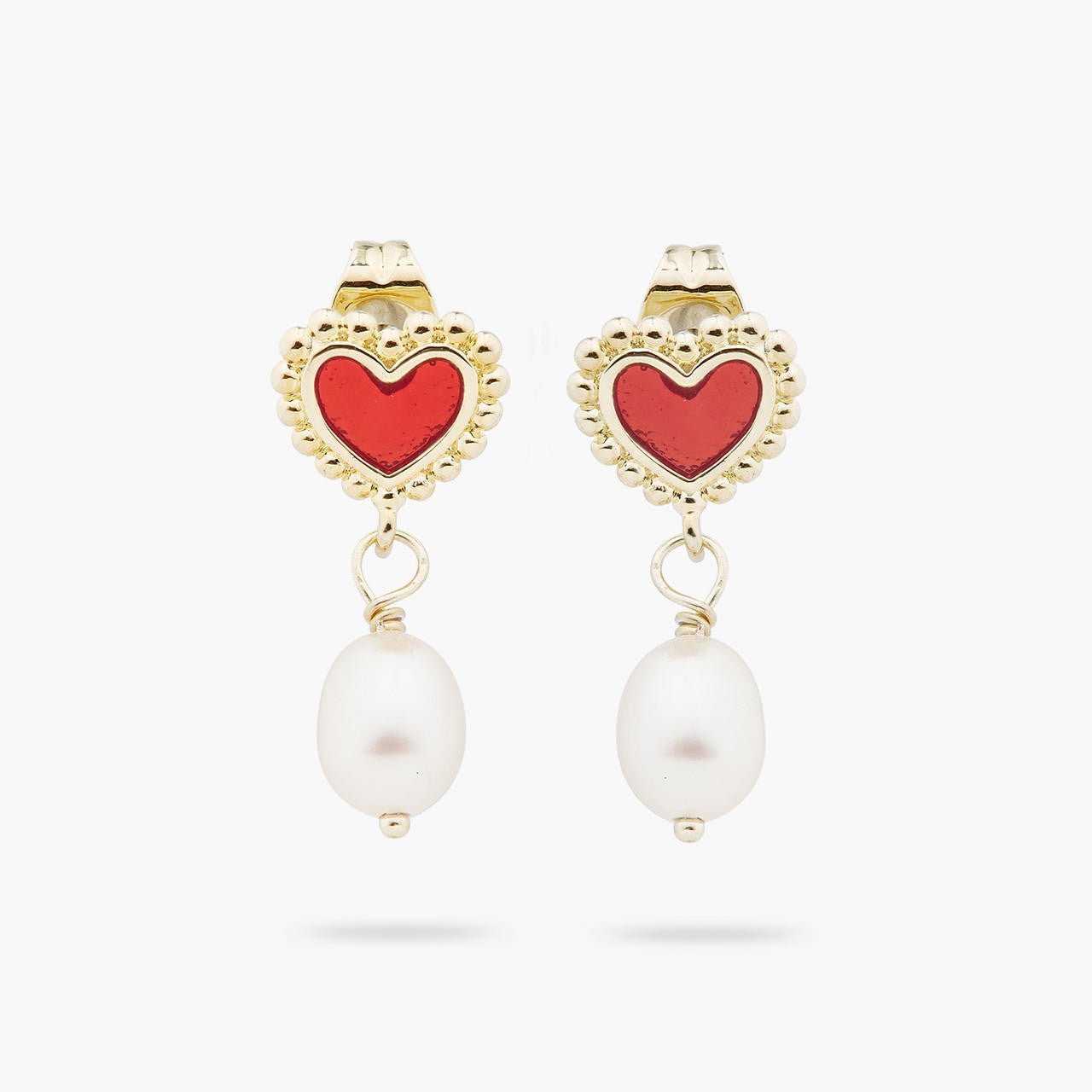 Buy OOMPH White Pearls Heart Shape Drop Earrings and Hair Clip (Set of 2)  Online