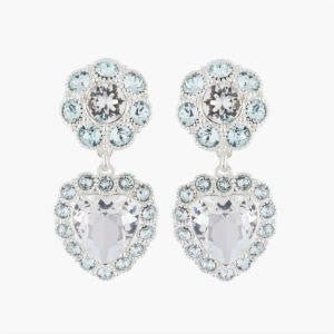 Heart And Faceted Crystals Dangling - Ears Earrings | AKJV1022 - Les Nereides