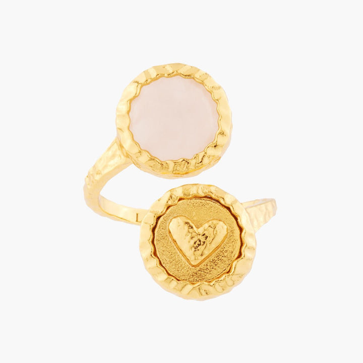 Heart And Pink Quartz Adjustable Rings | AKBC611 - Les Nereides