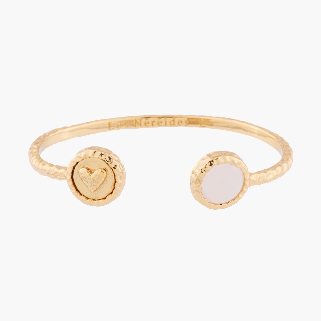 Heart And Pink Quartz Bangle Bracelet | Akbc201/11 - Les Nereides