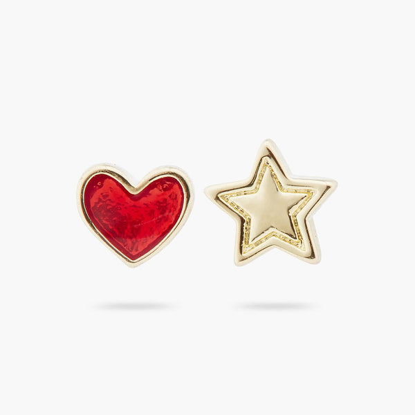 Heart And Star Asymmetrical Earrings | ARAD1071 - Les Nereides