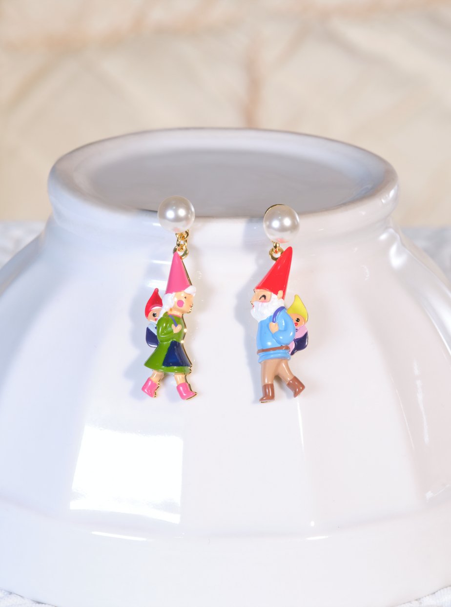 Hiking Garden Gnome Family Earrings | ASCP1071 - Les Nereides