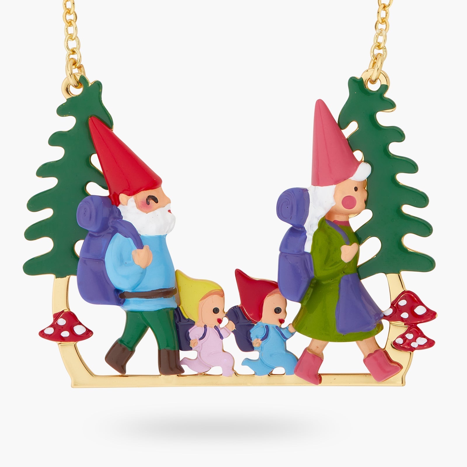 Hiking Toadstool Family Statement Necklace | ASCP3031 - Les Nereides