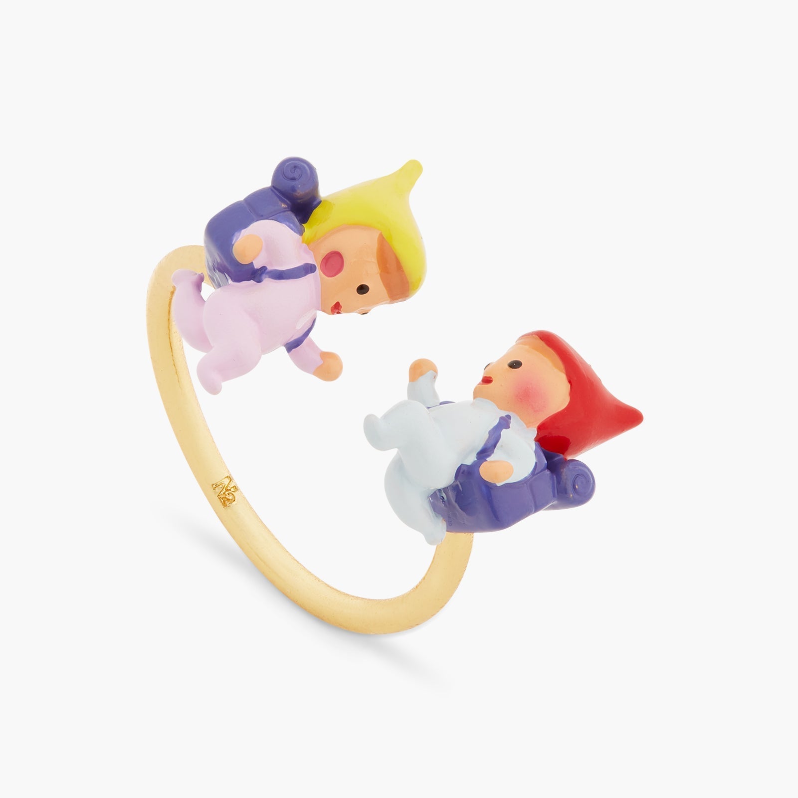 Hiking Young Garden Gnomes Adjustable Ring | ASCP6011 - Les Nereides