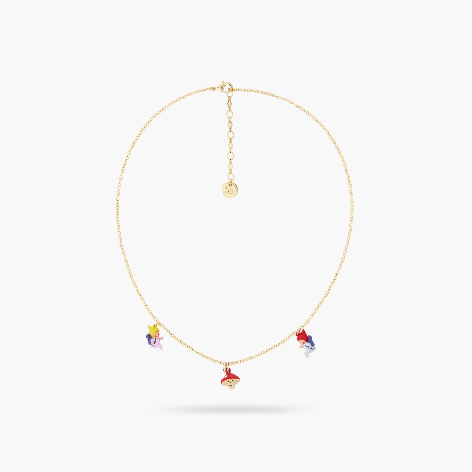 Hiking Young Gnomes And Mushroom Charm Necklace | ASCP3051 - Les Nereides