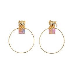 Hoop Animaux Fabuleux Cat Earrings | AAAF1071 - Les Nereides