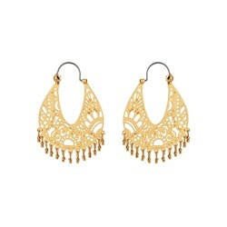 Hoop Saintes-Maries-De-La-Mer Large Arabesque & Beads Gold Earrings | ACSM1071 - Les Nereides