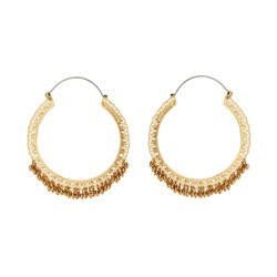 Hoop Saintes-Maries-De-La-Mer Large Circle Lace Frame & Bead Clusters Gold Earrings | ACSM1091 - Les Nereides