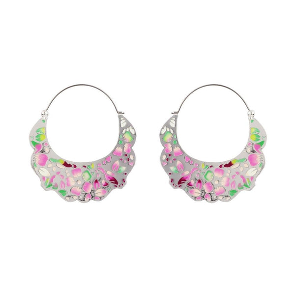 Hoop Saintes-Maries-De-La-Mer Large Waves Enamel Earrings | ADSM1051 - Les Nereides