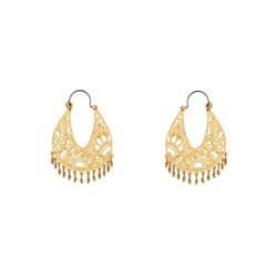 Hoop Saintes-Maries-De-La-Mer Small Arabesque & Beads Gold Earrings | ACSM1081 - Les Nereides