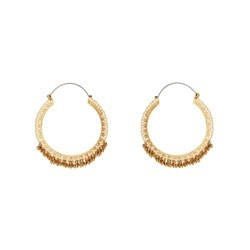 Hoop Saintes-Maries-De-La-Mer Small Circle Lace Frame & Bead Clusters Gold Earrings | ACSM1101 - Les Nereides