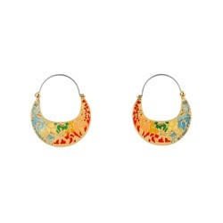 Hoop Saintes-Maries-De-La-Mer Small Crescent Cloisonné Enamel Earrings | ACSM1021 - Les Nereides