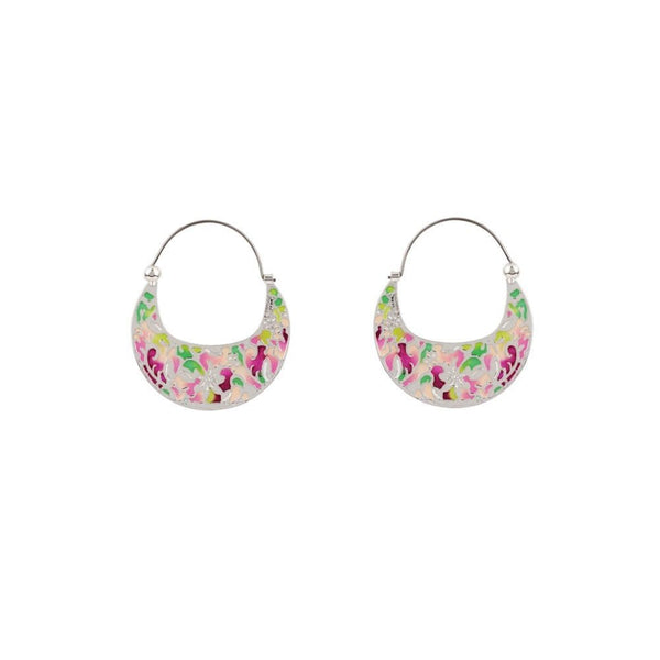 Hoop Saintes-Maries-De-La-Mer Small Crescent Enamel Earrings | ADSM1021 - Les Nereides