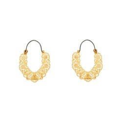 Hoop Saintes-Maries-De-La-Mer Small Flower Frame Gold Earrings | ACSM1161 - Les Nereides