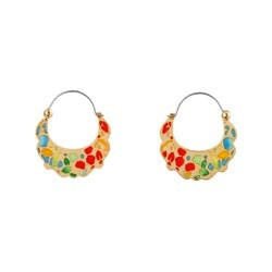 Hoop Saintes-Maries-De-La-Mer Small Waves Cloisonné Enamel Earrings | ACSM1061 - Les Nereides